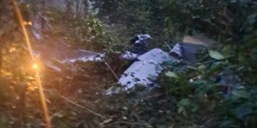 Restos de la aeronave accidentada en jurisdicción de Santa Cruz Barillas, Huehuetenango.