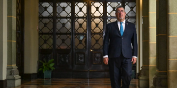Presidente Arévalo en su mensaje ante el cambio de autoridades del Ministerio Público./Foto: Byron de la Cruz.
