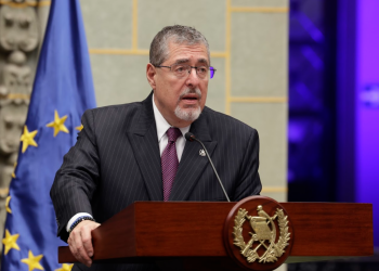 El presidente Arévalo se refirió al apoyo y relaciones con la Unión Europea en el marco de la visita del presidente del Consejo Europeo. / Foto: Dickéns Zamora.