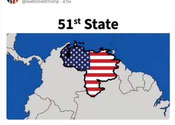 El presidente de EE. UU., Donald Trump, publicó un mapa de Venezuela pintado con los colores de la bandera de aquel país.