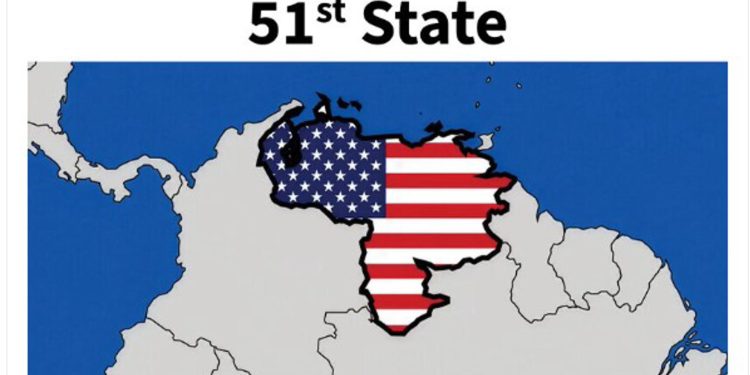 El presidente de EE. UU., Donald Trump, publicó un mapa de Venezuela pintado con los colores de la bandera de aquel país.