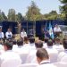 El ministro de Gobernación, Marco Antonio Villeda, durante entrega de flotilla de vehículos para traslado de reclusos.