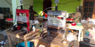 Narcolaboratorio hallado en Ayutla, San Marcos. / Foto: Ejército de Guatemala.