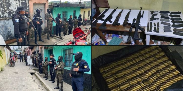 Autoridades de seguridad localizan variedad de armas en allanamiento en la zona 18.