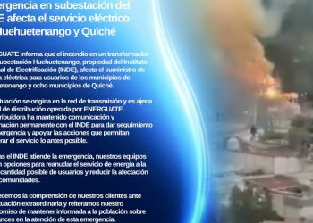 Interrupción del servicio de electricidad en comunidades de Huehuetenango se debe a falla en la subestación 6, en ese departamento.