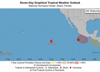 La formación de un sistema de de baja presión en el océano Pacifico podría incrementar las lluvias en los próximos días.