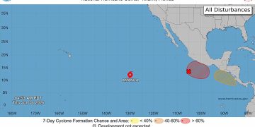 La formación de un sistema de de baja presión en el océano Pacifico podría incrementar las lluvias en los próximos días.