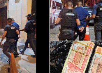 Agentes conducen a presunto secuestrador capturado cuando pretendía recoger dinero que exigía por el secuestrado.