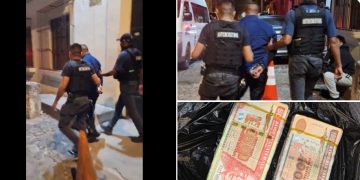 Agentes conducen a presunto secuestrador capturado cuando pretendía recoger dinero que exigía por el secuestrado.
