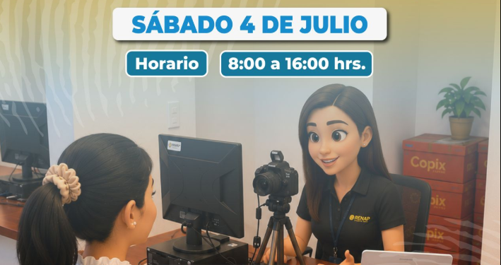 Renap amplia su horario de atención para este sábado 4 de julio