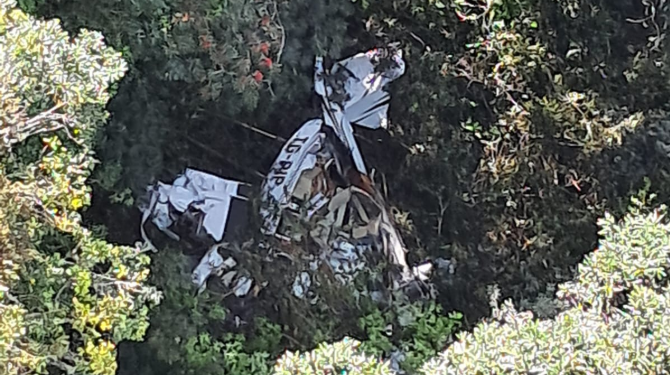 La Sección de Rescate Aéreo de Bomberos Voluntarios localizó la aeronave matrícula TG-PIP en las cercanías de la aldea Unión Victoria, Pochuta. / Foto: @BVoluntariosGT