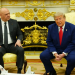 Fotografía de la reunión del presidente de Estados Unidos, Donald Trump (d), y el presidente libanés, Joseph Aoun (i), en la Oficina Oval de la Casa Blanca, en Washington (EE.UU.). EFE