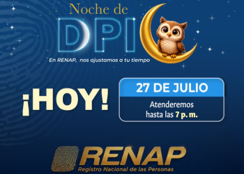 Este lunes 27 de julio , Renap realizará la Noche del DPI