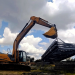 Continúan trabajos para instalar puente Bailey en el km 111 de la ruta al Atlántico./Foto: Caminos.