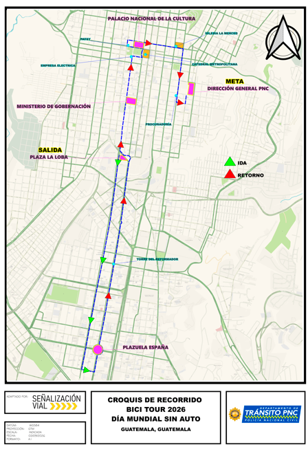 Recorrido del primer Bici Tour Nocturno