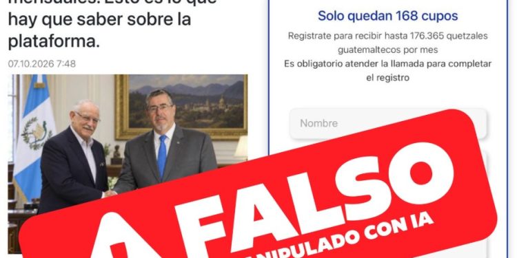Publicación falsa que ofrece supuestas ganancias mensuales a guatemaltecos y solicita completar un registro.