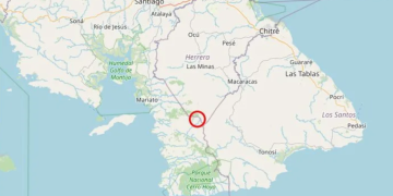 Imagen difundida en la cuenta en X @igcpanamaup del Instituto de Geociencias de la Universidad de Panamá del epicentro de un terremoto de 7,6 de magnitud que sacudió este viernes el sureste de Panamá. EFE