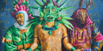 Artistas locales plasman cosmovisión maya quiché en la Casa de Desarrollo Cultural./Foto: MCD.