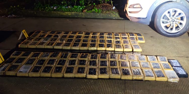 Incautan 168 paquetes de cocaína en Quetzaltenango./Foto: PNC.