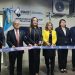 Autoridades participan en el corte de cinta frente a la entrada del Laboratorio de Toxicología del Inacif.