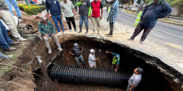 Socavamiento en km 16 de la ruta Interamericana fue provocado taponamiento en una tubería transversal